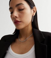 New Look 2 Pack Crystal Diamante Necklace and Tassel Earrings Set